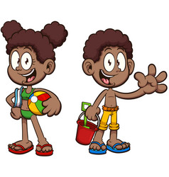 Black Cartoon Kids With Swimsuits