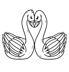 Love Swans Isolated Coloring Page For Kids