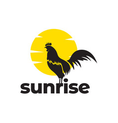 Modern Silhouette Rooster With Sunrise Logo