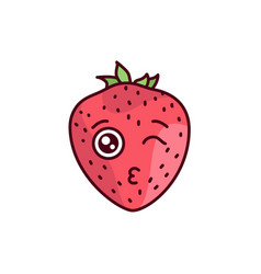 Strawberry Kiss Color Line Icon Mascot