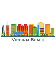 Virginia Beach Usa City Skyline With Color