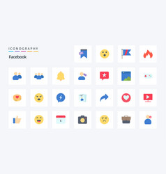 25 Facebook Flat Color Icon Pack