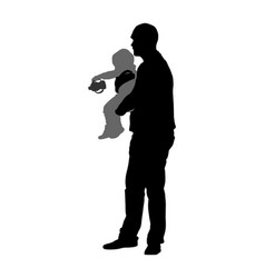 Clumsy Father With Baby In Hand Silhouette