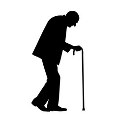 Elderly Man With Cane Walking Silhouette