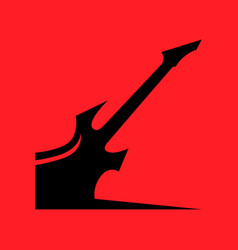 Electric Guitar Symbol On Red Backdrop