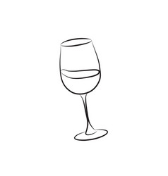 Glass Of Wine Splashed Line Art The Drawing