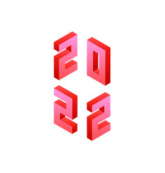 Pink 2022 Numbers Isometric Object