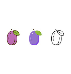 Plum Line Flat Icon Plum Web Fruit