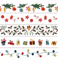 Set Christmas Seamless Border Garland