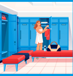 Woman Changing Clothes In Locker Room Scene