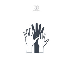 Multiple Hands Raised Icon Symbol Isolated On