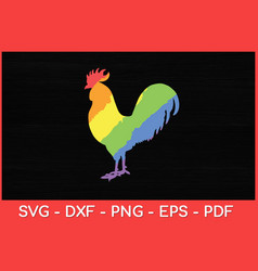 Rainbow Rooster Gay Pride Colorful Cock Svg