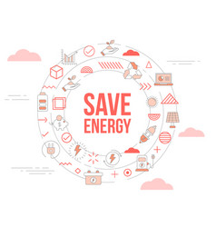 Save Energy Concept With Icon Set Template Banner