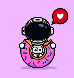 Cute Astronaut Eating Donut Mascot Design