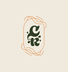 Letter Cr Elegant Wedding Alphabet Typography