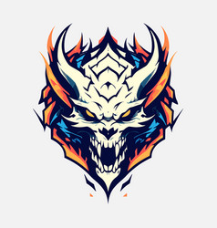 Red Blue Dragon Head Skull Art