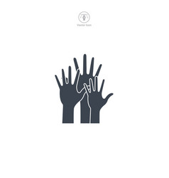 Multiple Hands Raised Icon Symbol Isolated On