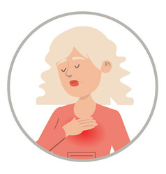 Woman Feeling Pain In Chest Isolated