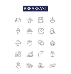 Breakfast Line Icons And Signs Bacon