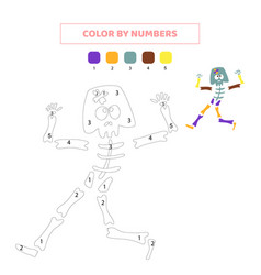 Color Cute Skeleton By Numbers Game For Kids