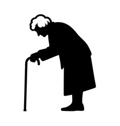 Elderly Woman With Cane Silhouette