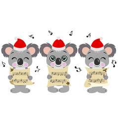 Group Of Cute Koalas Chorus Singing Christmas