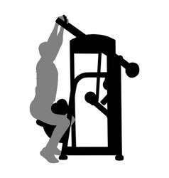 Man Exercises On Gym Fitness Machine Silhouette