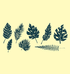 Tropical Leaves Collection Textured Ink Brush