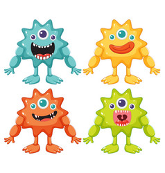 Colorful Set Of Cute Alien Monster Cartoon