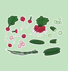 Set Of Spring Vegetables Stickers