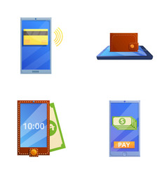 Digital Wallet Icons Set Cartoon Financial