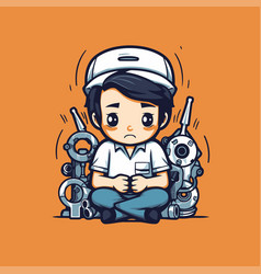 Cartoon Boy With Robot Character Cute