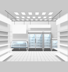 Food Store Interior Empty Fridges Trading Floor