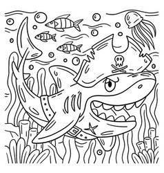 Pirate Shark Coloring Page For Kids