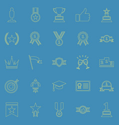 Success Line Color Icons On Blue Background