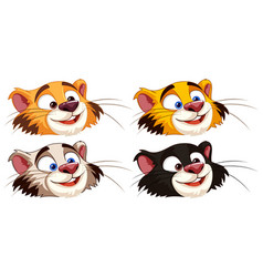 Four Different Cartoon Cat Expressions