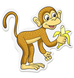 Funny Monkey Gnaws A Banana Sticker