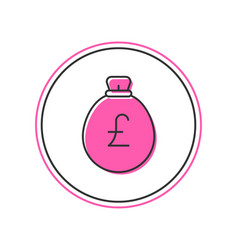 Filled Outline Money Bag With Pound Icon Isolated