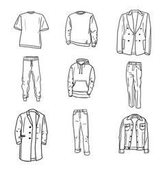 Big Handdrawn Set Of Men Everyday Clothes Sketches