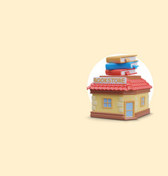 Cute 3d Bookstore In Cartoon Style Building