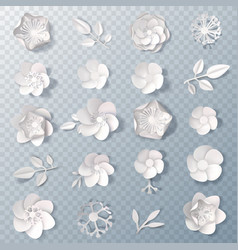 Realistic Paper Flowers Transparent Set