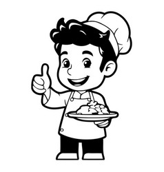 Chef Boy Holding A Plate With Food Cartoon