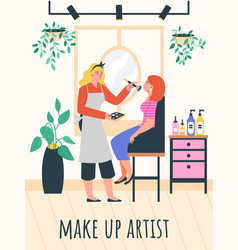 Poster With Makeup Artist Working In Salon Flat