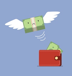 Unhappy Money Bill Flying Out Of Wallet