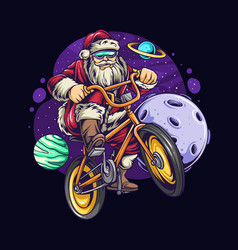 Christmas Santa Claus Cycling In Space