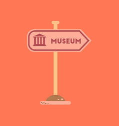 Flat Icon On Background Museum Sign