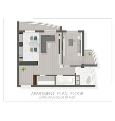 Modern Apartment Floor Plan With Top View Sketch