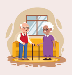 Old Couple With Sofa