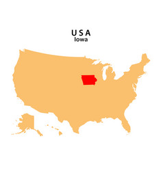 Iowa State Map Highlighted On Usa Map Map