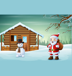 Santa Claus In Snowy Village With A Bag Gif